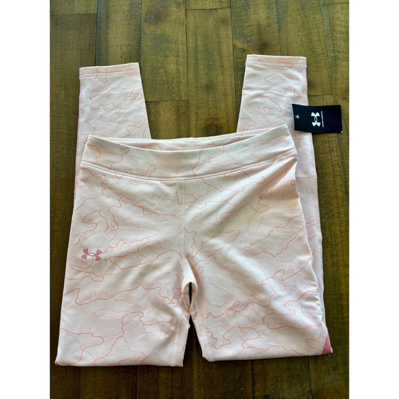 Under Armour Other - Under Armour Girls Pink Camo HeatGear Athletic Leggings Tights Youth Large NEE
